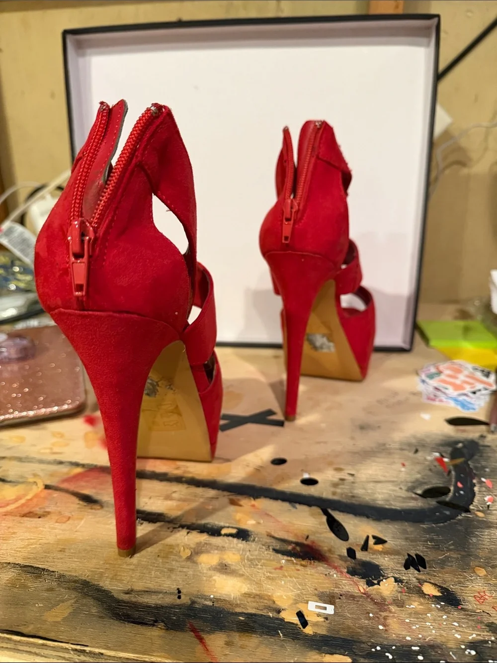 Call It Spring Red Suede Platform Heels